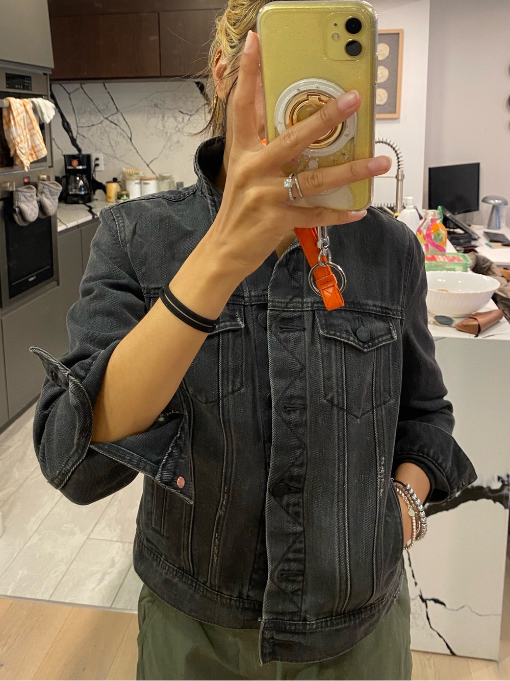 Old Navy Black Washed Denim Jacket